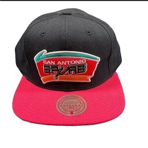 Mitchell & Ness Black/Pink/Turquoise Retro Spurs SnapBack Cap